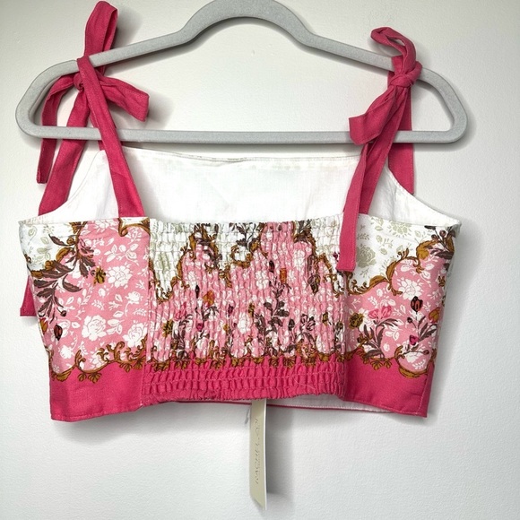 Rachel Zoe Linen Crop Halter Top Floral Tie Shoulder New with Tag Attached - Picture 2 of 11